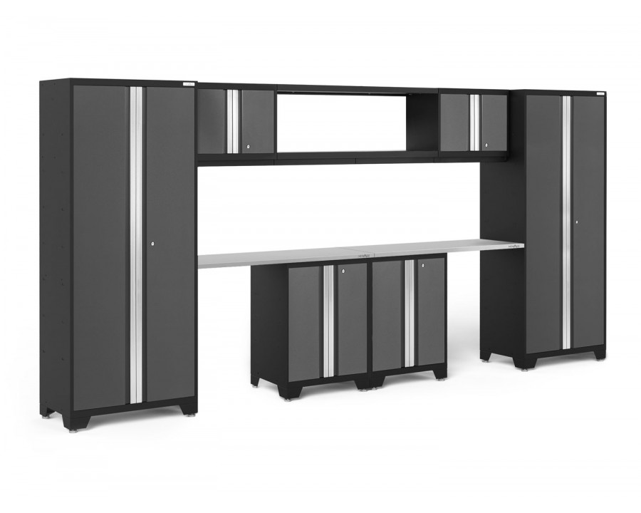 NewAge - Bold Series Gray 9 Piece Set (2XLWB, 48" Integrated Display Shelf, 2X48" SS)