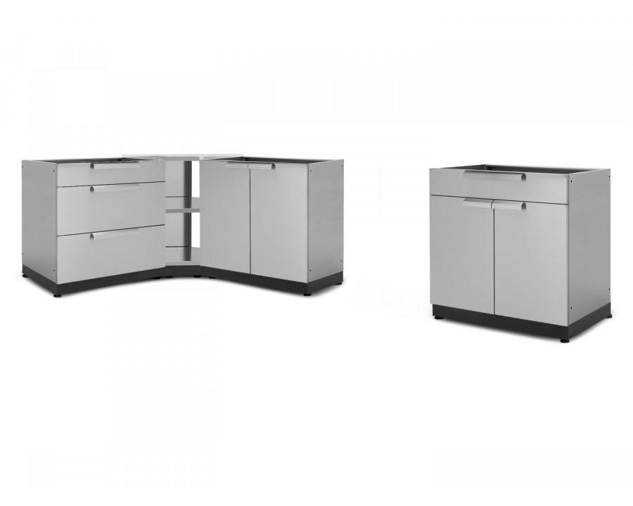 NewAge - Outdoor Kitchen Stainless Steel 4-Piece Modular Cabinet Set (65082)