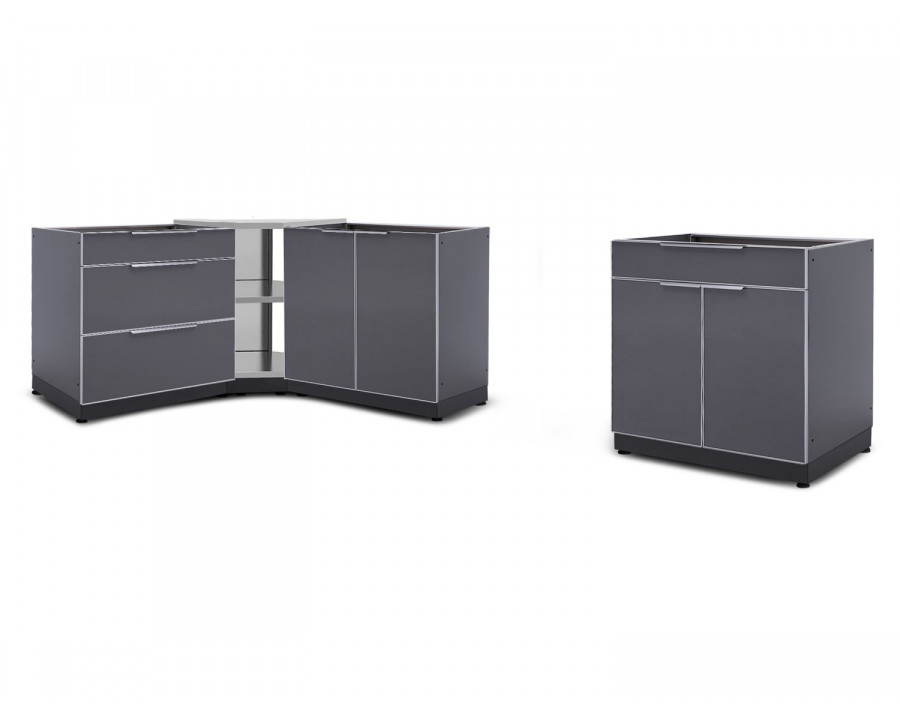 NewAge - Outdoor Kitchen Aluminum Slate Gray 4-Piece Modular Cabinet Set (65282)