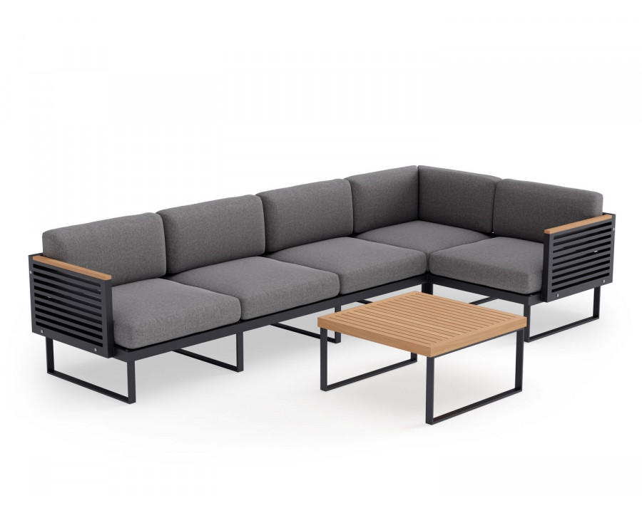 NewAge Monterey 5 Seater Sectional with Coffee Table - Cast Slate, Aluminum