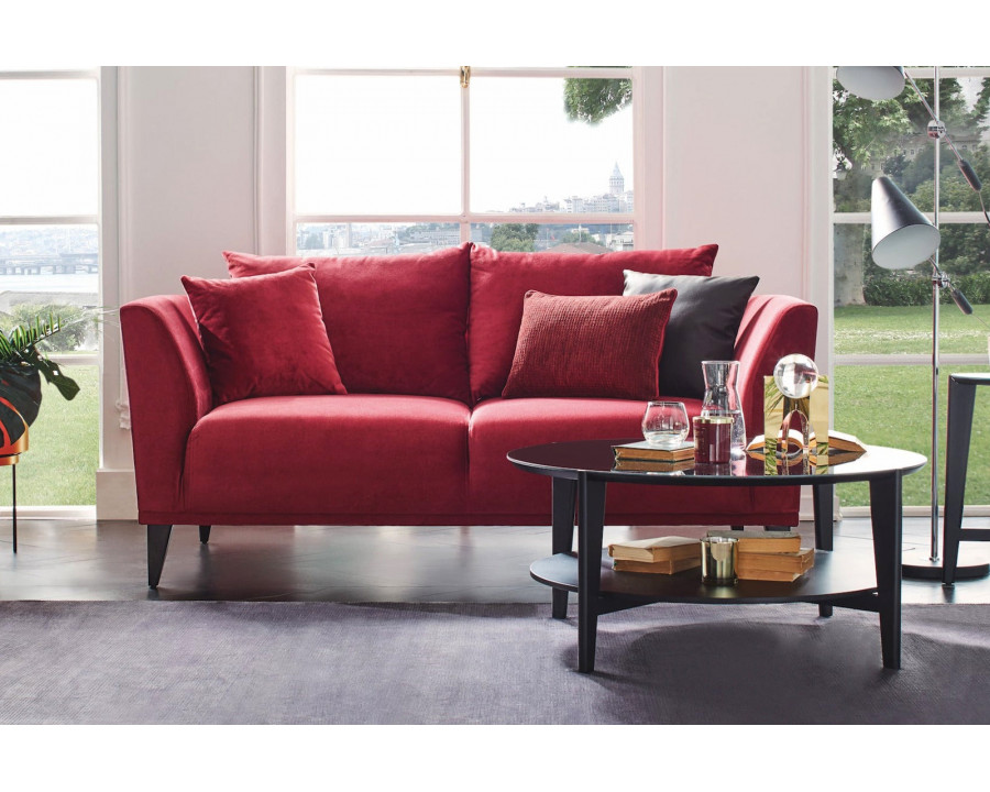 Nova - Gravity Plus Exen Burgundy 2-Seater Sofa with Walnut Legs