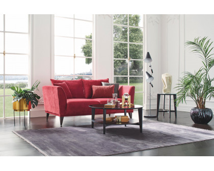 Nova - Gravity Plus Exen Burgundy 2-Seater Sofa with Walnut Legs