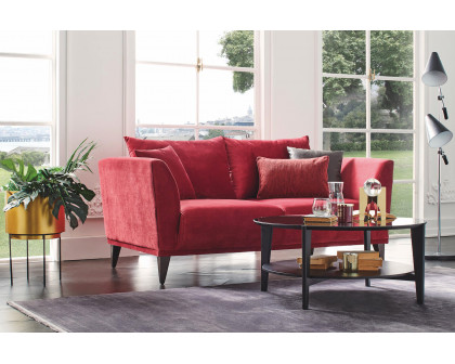 Nova - Gravity Plus Exen Burgundy 2-Seater Sofa with Walnut Legs