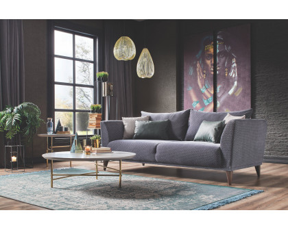 Nova - Gravity Plus Gray 3-Seater Sofa with Walnut Legs