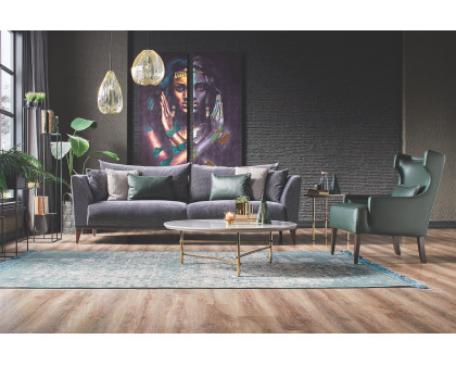 Nova - Gravity Plus Gray 3-Seater Sofa with Walnut Legs