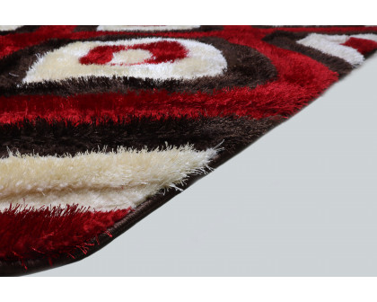 Nova 3D151 Shaggy Area Rug - Brown/Red