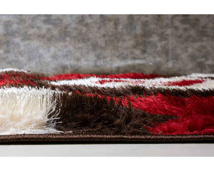 Nova 3D151 Shaggy Area Rug - Brown/Red