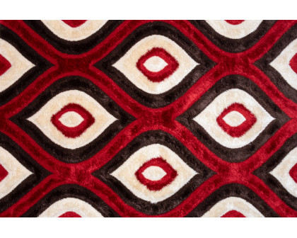 Nova 3D151 Shaggy Area Rug - Brown/Red