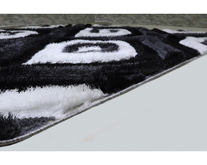 Nova 3D151 Shaggy Area Rug - Gray/Black