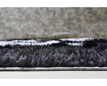 Nova 3D151 Shaggy Area Rug - Gray/Black