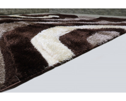 Nova 3D444 Shaggy Area Rug - Brown