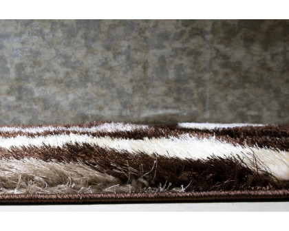 Nova 3D444 Shaggy Area Rug - Brown