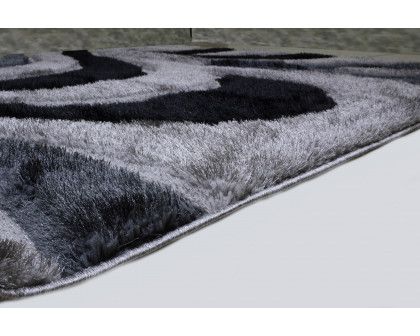 Nova 3D444 Shaggy Area Rug - Gray/Black