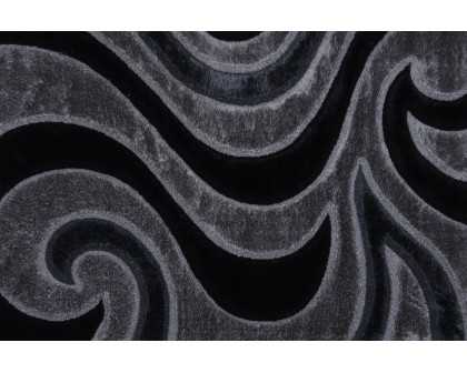 Nova 3D444 Shaggy Area Rug - Gray/Black