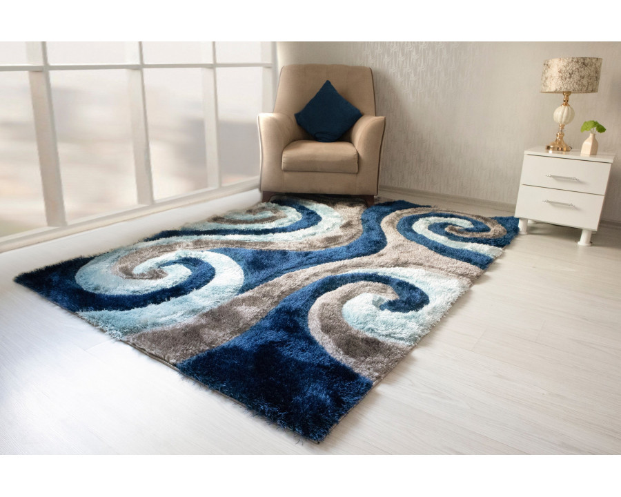 Nova 3D555 Shaggy Area Rug - Gray/Blue