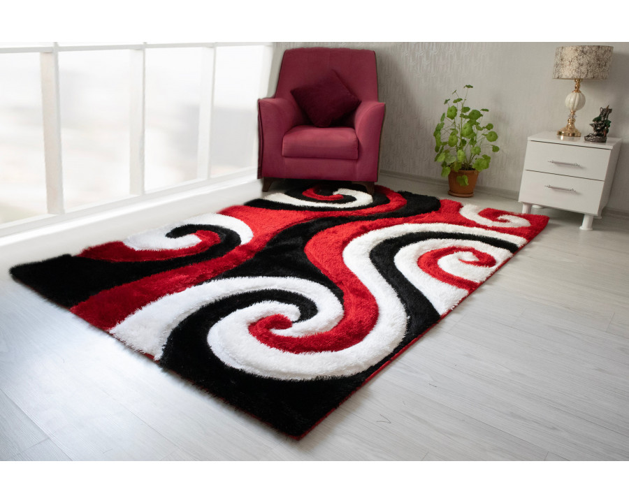 Nova 3D555 Shaggy Area Rug - Red