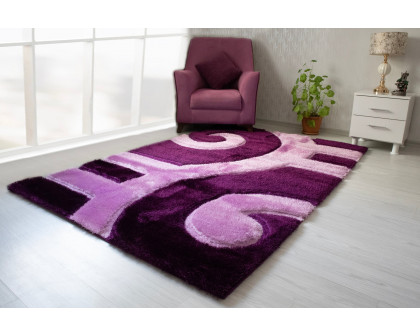 Nova - 3D666 Shaggy Area Rug in Purple