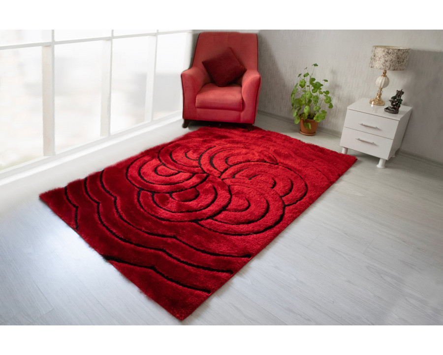 Nova 3D999 Shaggy Area Rug - Red