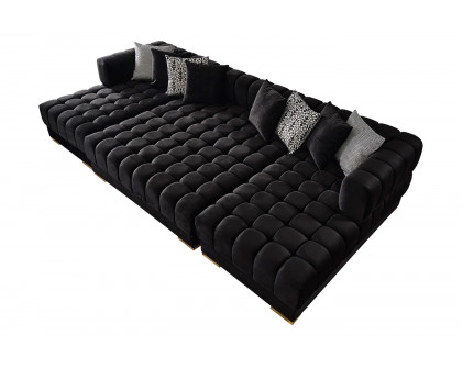 Nova™ Ariana Velvet Rectangle Ottoman - Black