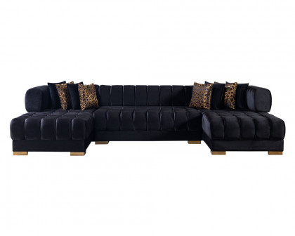 Nova Ariana Velvet Double Chaise Sectional - Black