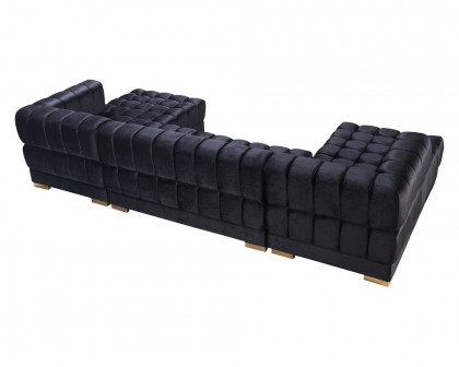 Nova Ariana Velvet Double Chaise Sectional - Black