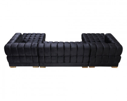 Nova Ariana Velvet Double Chaise Sectional - Black