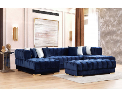 Nova™ Ariana Velvet Rectangle Ottoman - Navy