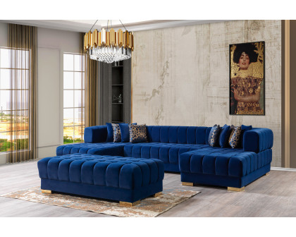 Nova Ariana Velvet Double Chaise Sectional - Blue