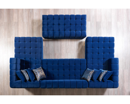 Nova Ariana Velvet Double Chaise Sectional - Blue