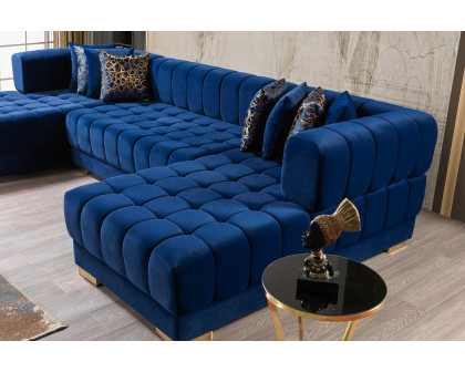 Nova Ariana Velvet Double Chaise Sectional - Blue