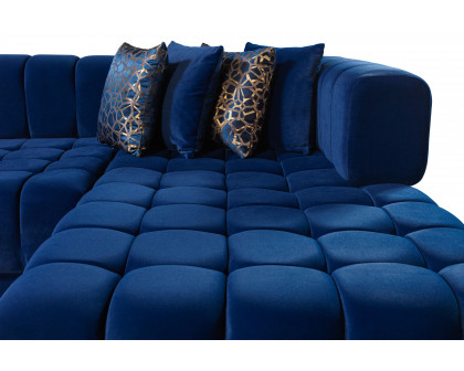 Nova Ariana Velvet Double Chaise Sectional - Blue