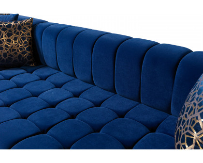 Nova Ariana Velvet Double Chaise Sectional - Blue