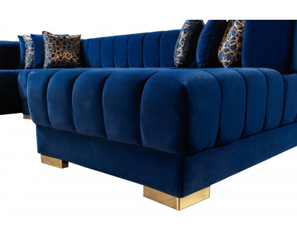 Nova Ariana Velvet Double Chaise Sectional - Blue