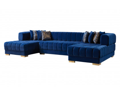 Nova Ariana Velvet Double Chaise Sectional - Blue