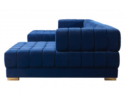 Nova Ariana Velvet Double Chaise Sectional - Blue