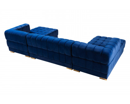 Nova Ariana Velvet Double Chaise Sectional - Blue