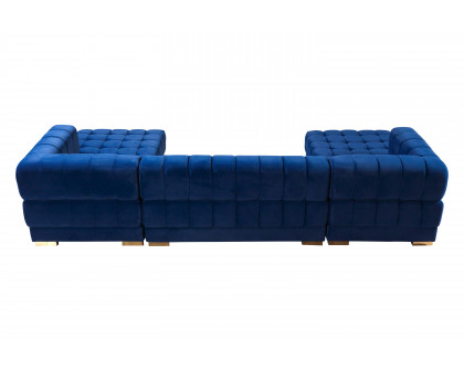 Nova Ariana Velvet Double Chaise Sectional - Blue