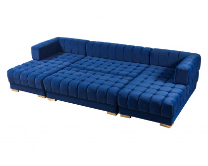 Nova Ariana Velvet Double Chaise Sectional - Blue