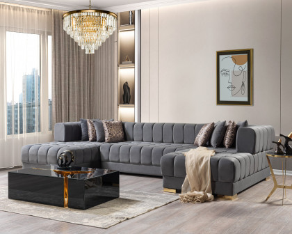 Nova - Ariana Velvet Double Chaise Sectional