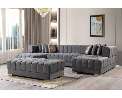 Nova Ariana Velvet Double Chaise Sectional - Gray