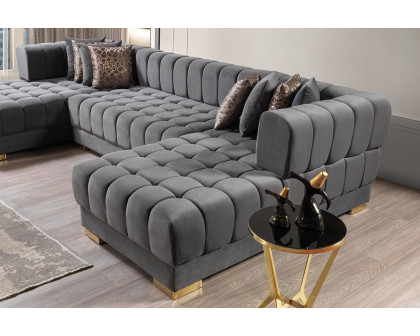 Nova Ariana Velvet Double Chaise Sectional - Gray