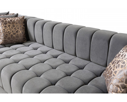 Nova Ariana Velvet Double Chaise Sectional - Gray