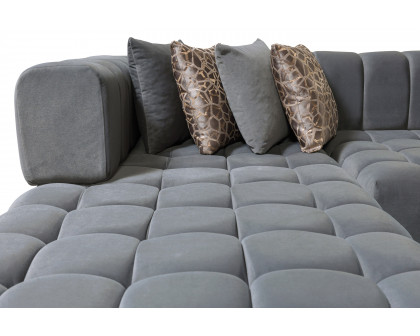 Nova Ariana Velvet Double Chaise Sectional - Gray