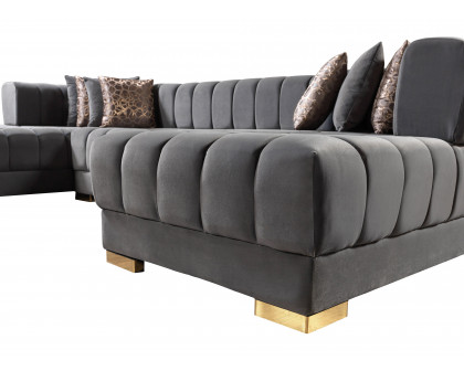 Nova Ariana Velvet Double Chaise Sectional - Gray