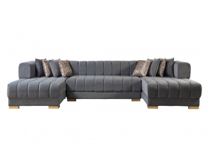 Nova Ariana Velvet Double Chaise Sectional - Gray