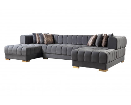 Nova Ariana Velvet Double Chaise Sectional - Gray