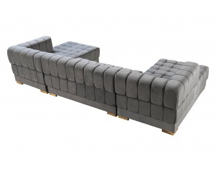 Nova Ariana Velvet Double Chaise Sectional - Gray