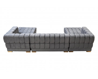 Nova Ariana Velvet Double Chaise Sectional - Gray