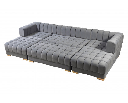 Nova Ariana Velvet Double Chaise Sectional - Gray