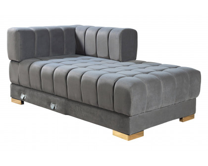 Nova Ariana Velvet Double Chaise Sectional - Gray